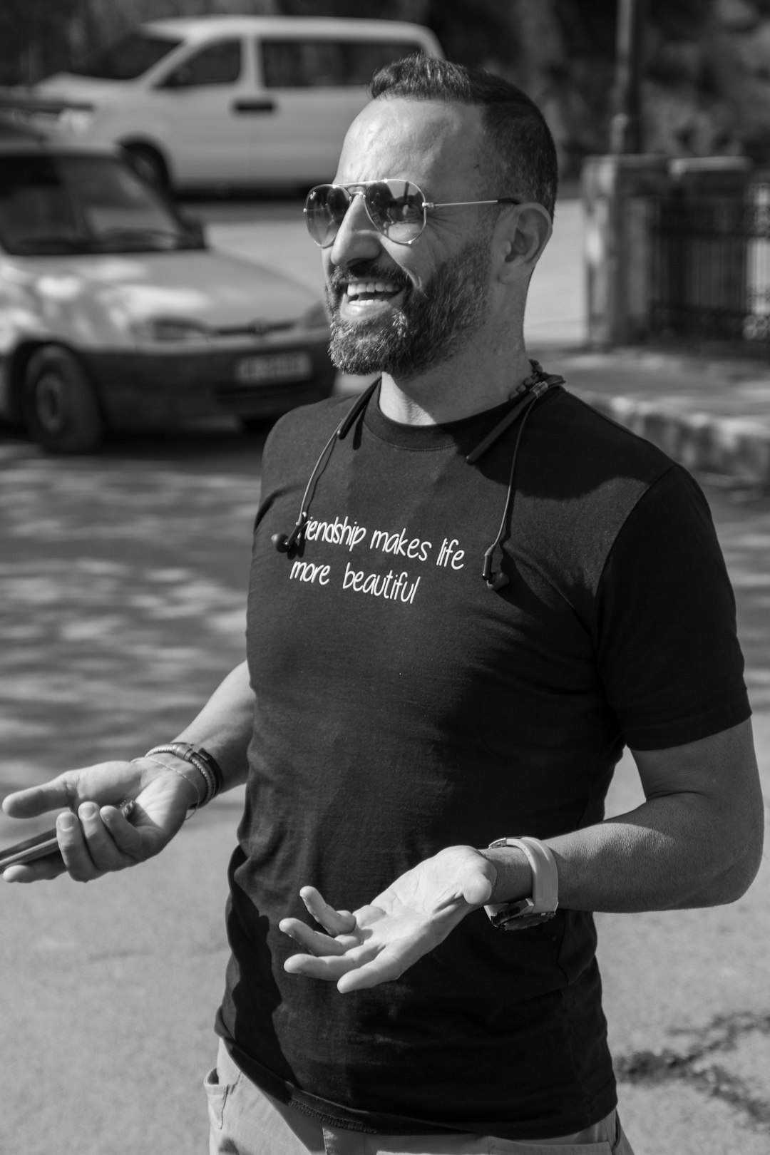 Tour guide shows people around Beirut